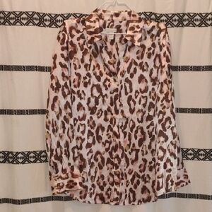 Chico's Pink and Brown Animal Print Blouse